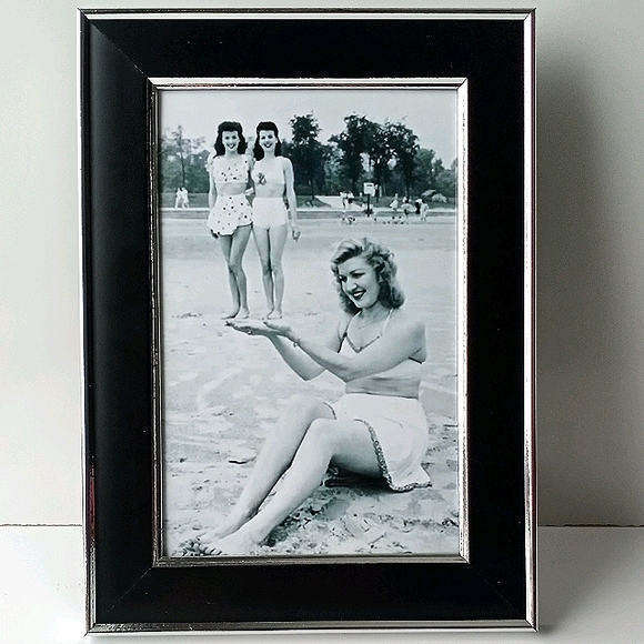 Vintage Beach Girls Women Retro Oddity Home Home Declf Shabby Chic Sea Oceab Art - Picture 6 of 9